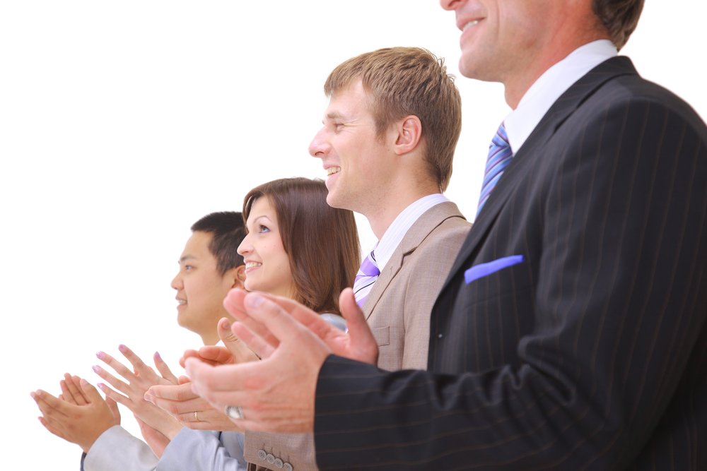 business team and applause isolated on white background